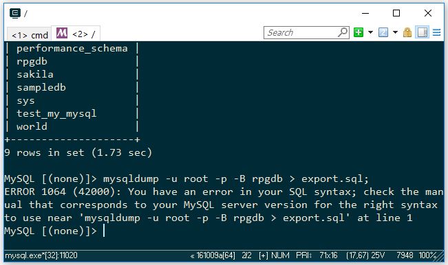 Mysqldumpコマンドは Mysqlコマンドで接続してると使えない Ts0818のブログ