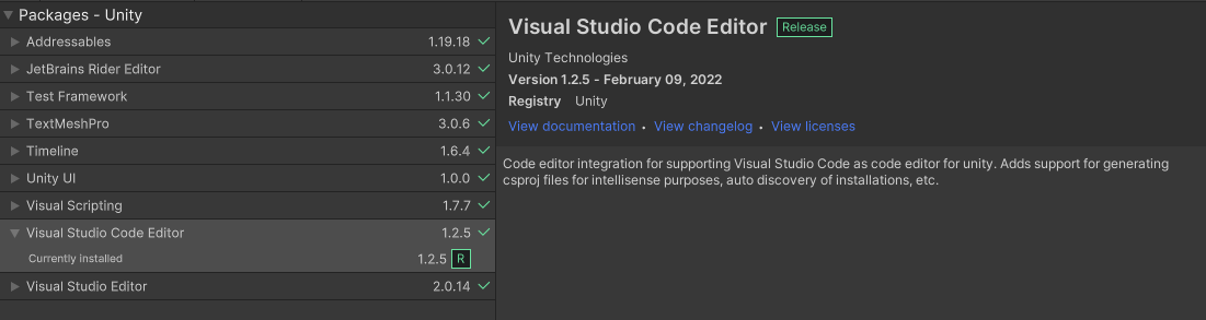 【Unity, VSCode】Visual Studio Code Editor 1.2.5 への更新のススメ - すぎしーのXRと3DCG