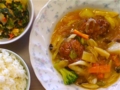 [ごはん]肉団子の中華風旨煮、五色和え