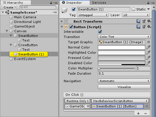 複製した UI.Button も自分自身をアタッチした状態になっている画像