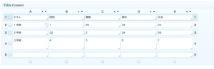 TablePress表作成画面