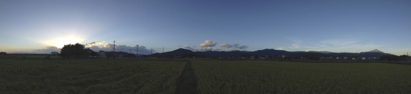 田んぼに黄昏時が