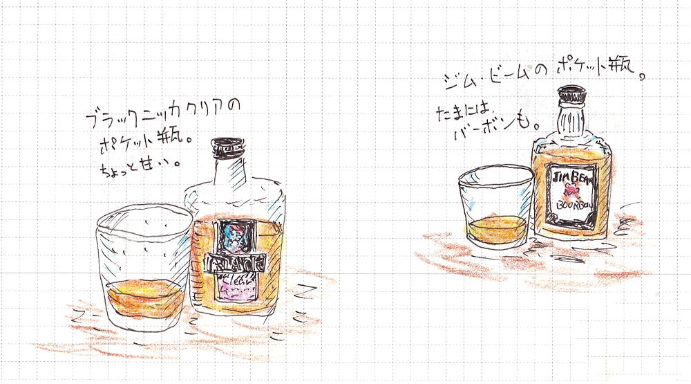 ブラックニッカクリアとジム・ビームのポケット瓶