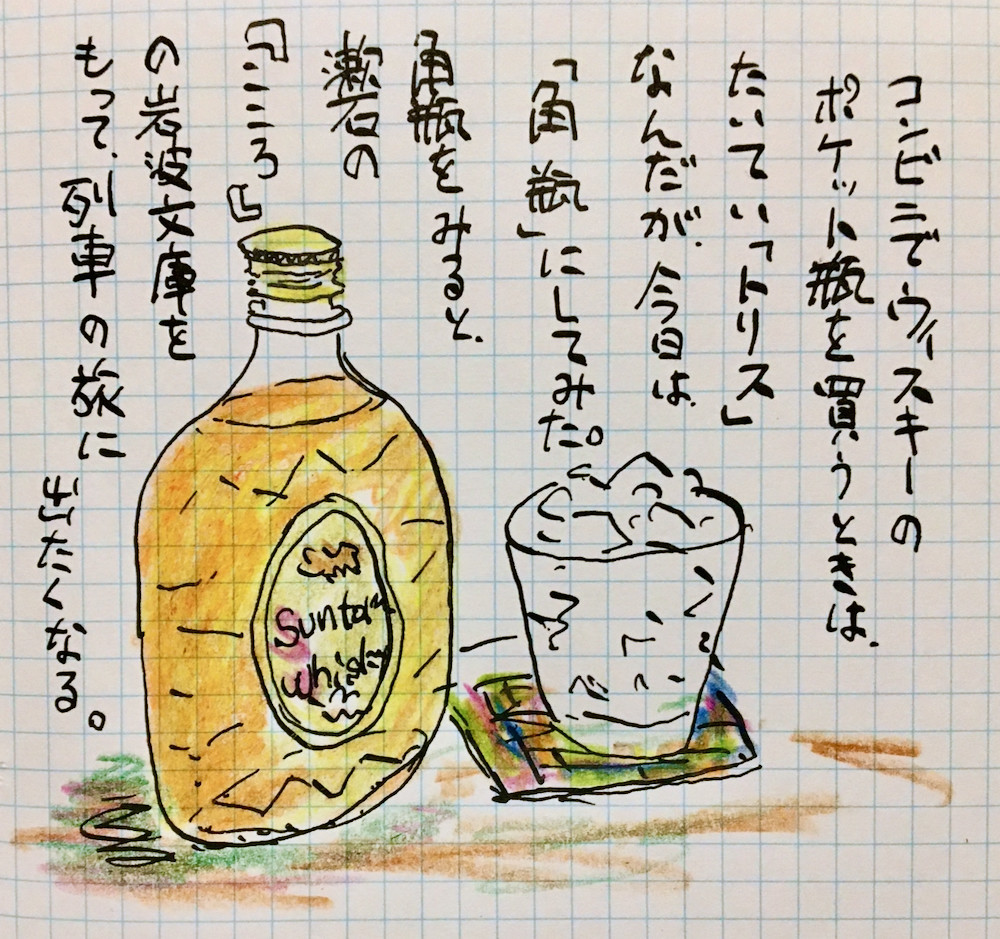 角瓶のポケット瓶で飲む