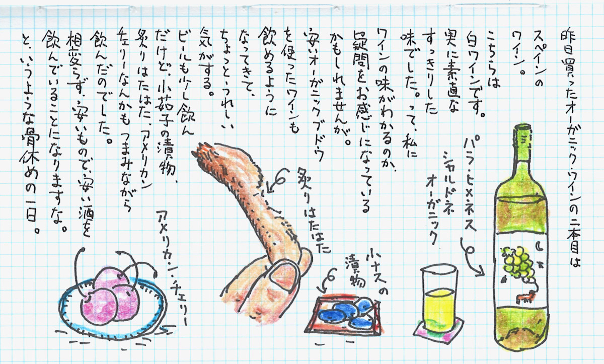 スペインのオーガニックワインも飲んでみる。