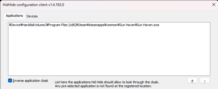 HidHide画面 スクリーンショット HidHide画面 スクリーンショット