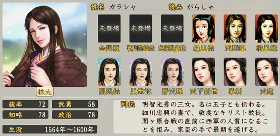 信長の野望・創造 戦国立志伝におけるガラシャ