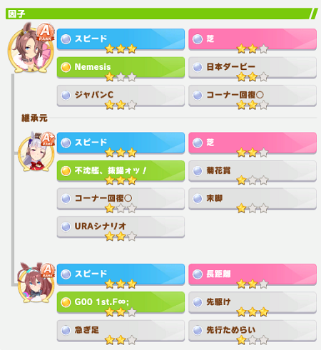 スピ9ナリタタイシンの継承情報