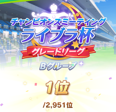 ライブラ杯はグレードリーグBグループで1位!