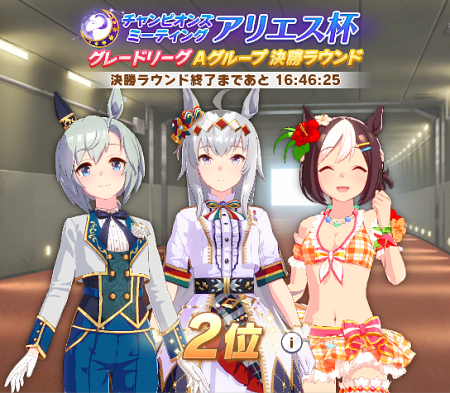 アリエス杯はグレードリーグAグループで初めて2位をとれた!
