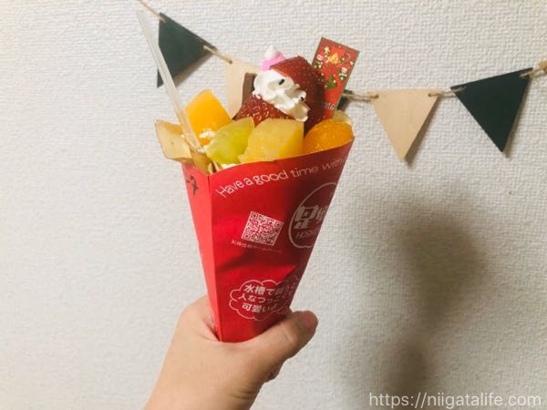 Xmas限定「苺のサンタクレープ」を小千谷・星野屋で発見！