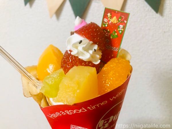 Xmas限定「苺のサンタクレープ」を小千谷・星野屋で発見！