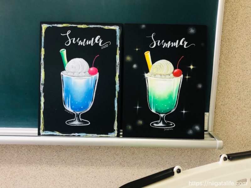 チョークアート講座でおしゃカワなクリームソーダを描いてきたよ！