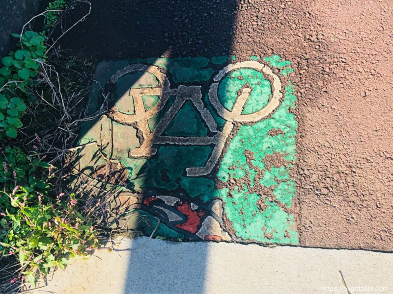 小千谷市内の街角写真 ニシキゴイがいっぱい