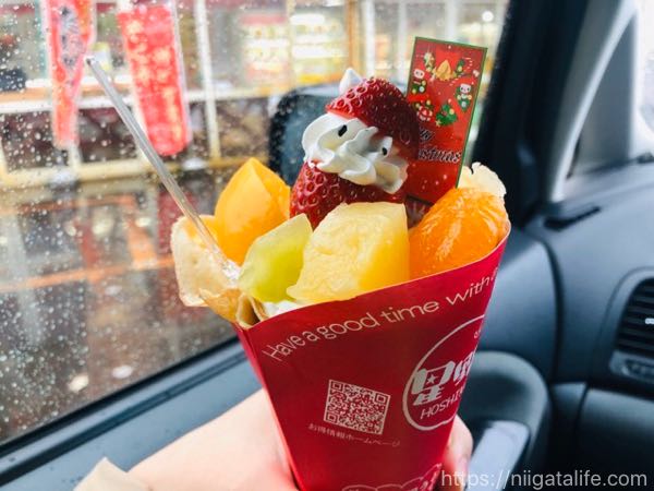 Xmas限定「苺のサンタクレープ」を小千谷・星野屋で発見！