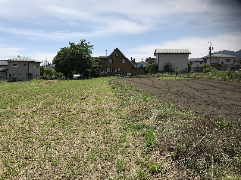 草刈りをした畦の画像