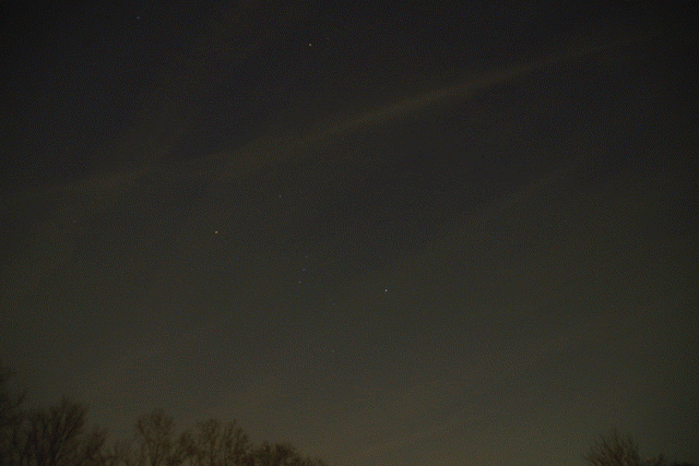オリオン座とISS（国際宇宙ステーション）　2017/1/28　PENTAX KS-2