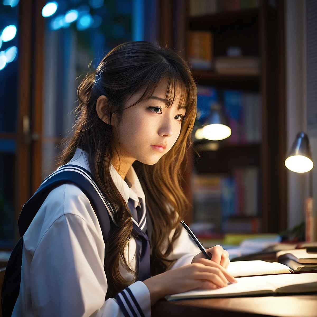 高校生の勉強　無料　フリー写真・フリー画像（AI画像生成）02