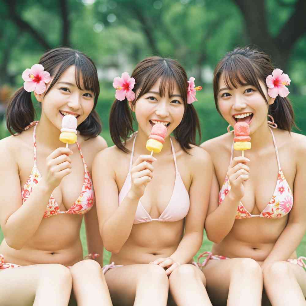 アイドリング 水着 アイス アイスクリーム グラビアアイドル アイドル 水着 （ビキニ）美人 美女 フリー写真 フリー素材 - AI画像  フリー写真,ai画像（フリー素材,フリー画像）