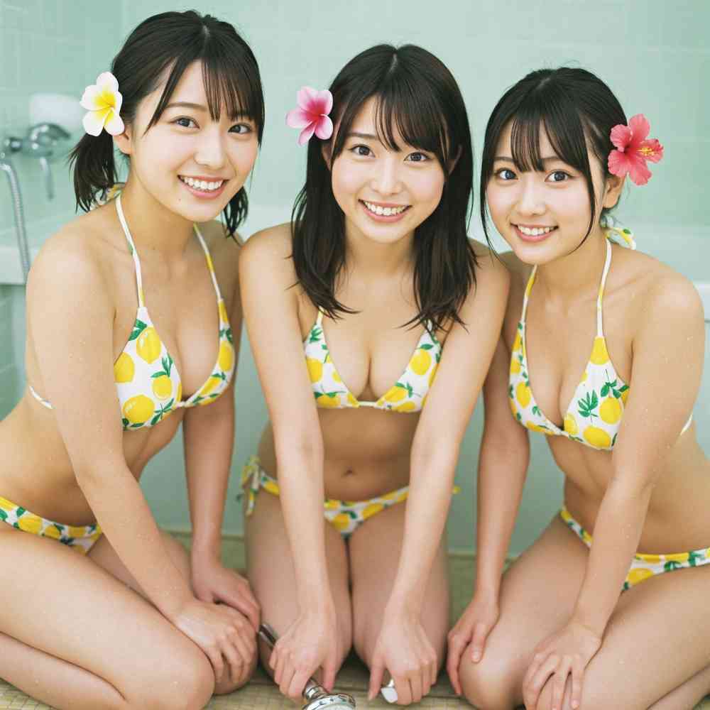 アイドリング 水着 お風呂 レモン グラビアアイドル アイドル 水着 （ビキニ）美人 美女 フリー写真 フリー素材 - AI画像  フリー写真,ai画像（フリー素材,フリー画像）