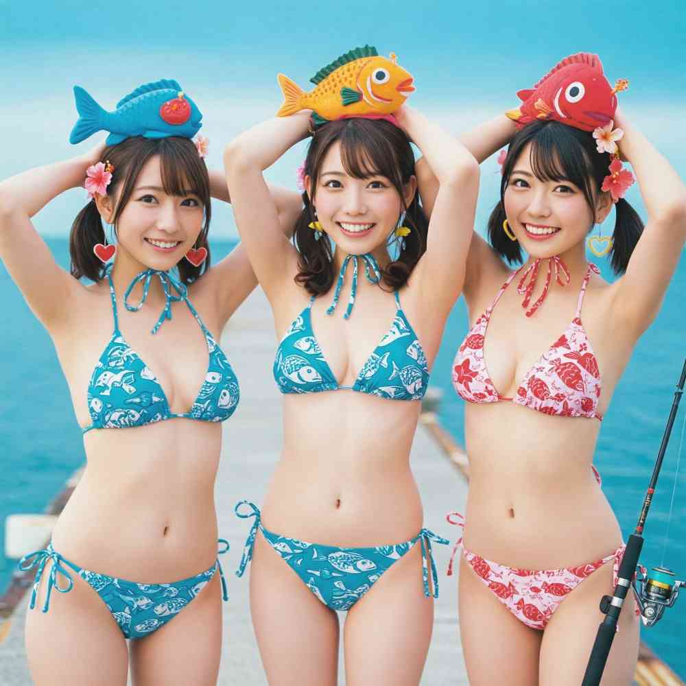 アイドリング 水着 釣り グラビア グラビアアイドル アイドル 水着 （ビキニ）美人 美女 フリー写真 フリー素材 - AI画像  フリー写真,ai画像（フリー素材,フリー画像）