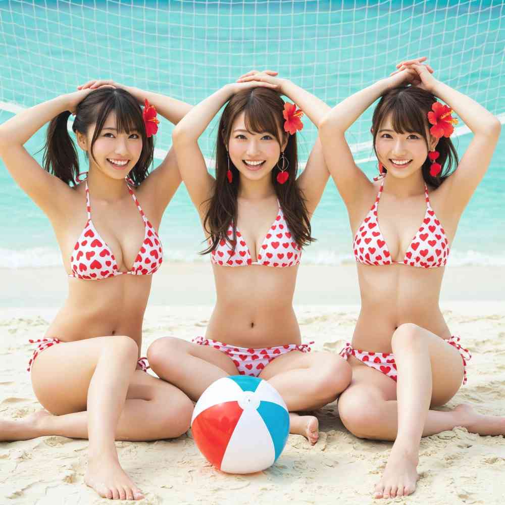 アイドリング 水着 ビーチバレー グラビア グラビアアイドル アイドル 水着 （ビキニ）美人 美女 フリー写真 フリー素材 - AI画像  フリー写真,ai画像（フリー素材,フリー画像）