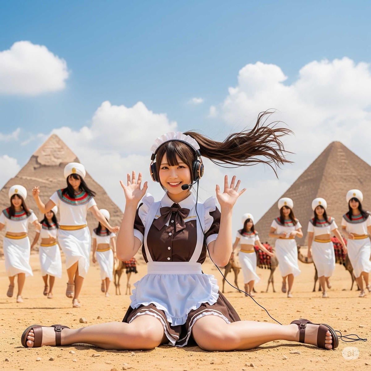 AI画像 AI画像生成 アイドル アイドルグループ （エジプト ピラミッド） ＜プロンプト＞03