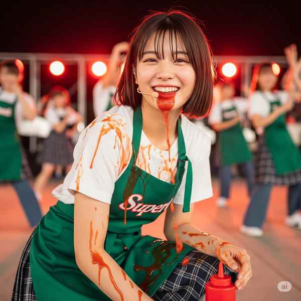 無料プロンプト/AI画像生成/アイドル アイドルグループ （スーパー：トマトケチャップ編）/AI画像08
