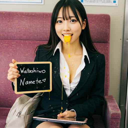 女性会社員 通勤（電車）：卵/AI画像生成/無料プロンプト/AI画像01