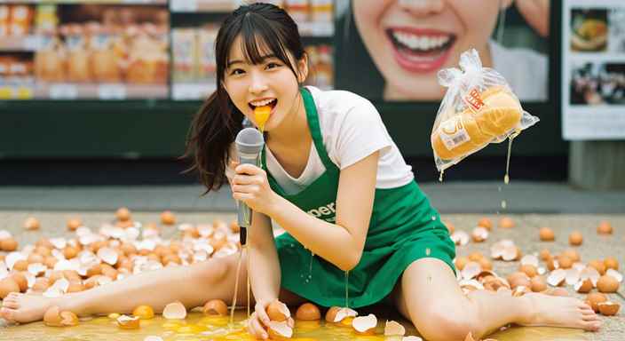 アイドル スーパー 生卵/AI画像生成/無料プロンプト/AI画像