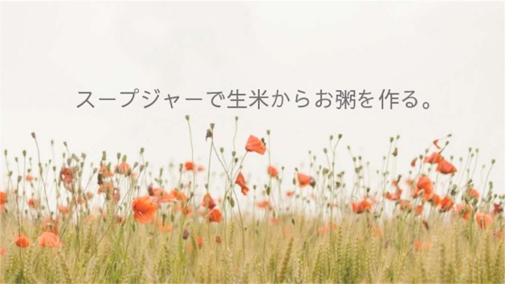 f:id:tumuji2:20190217163921j:plain スープジャーで生米からお粥を作る。