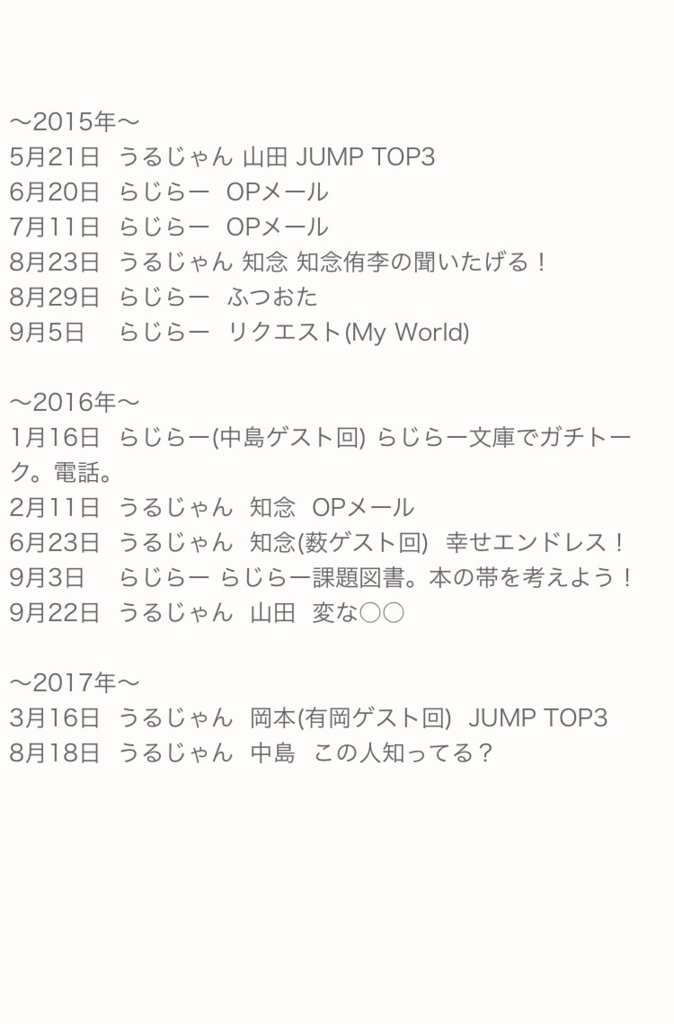 備忘録 ラジオ編 備忘録