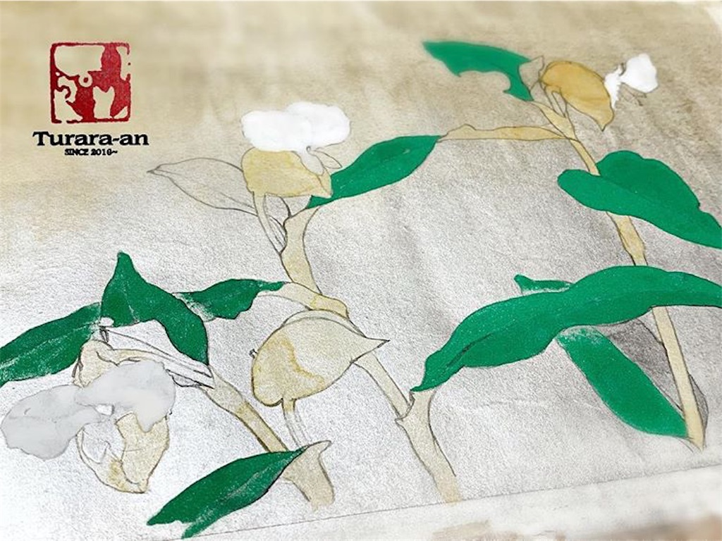 露草モチーフ】日本画 