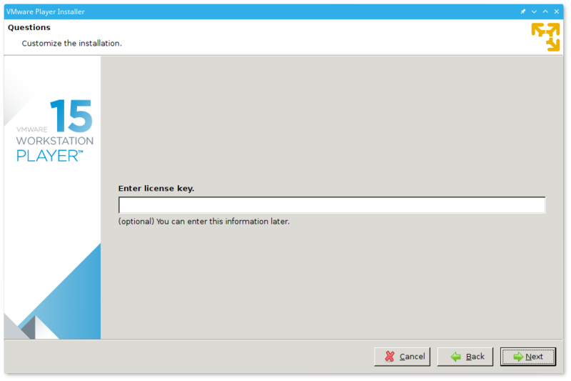 VMwarePlayerのインストーラ