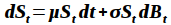dS_t = μS_t dt + σS_t dB_t