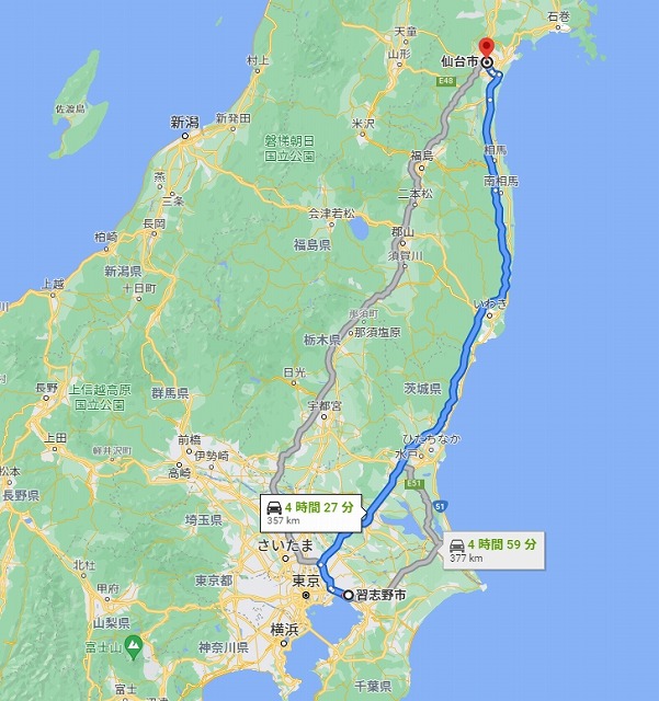 千葉から仙台 地図