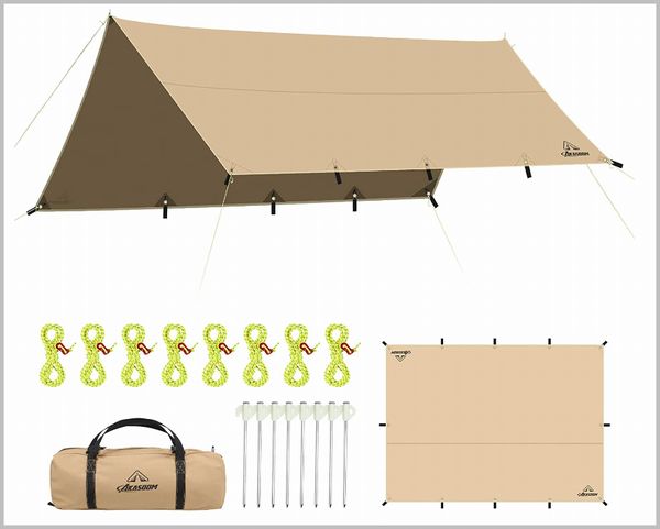 AKASOOM タープ TCポリコットン 2.2mx2.8m 焚き火可