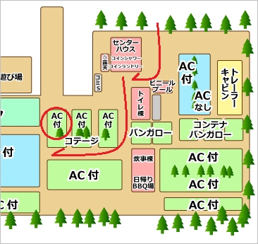 九十九里オートキャンプ場　太陽と海　コテージ案内図