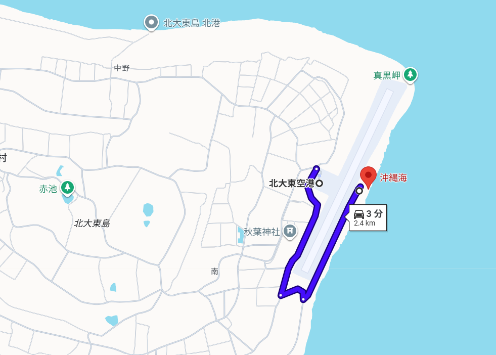 北大東島　沖縄海　ルート