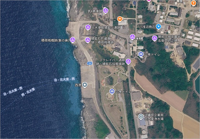 北大東島 西港周辺MAP