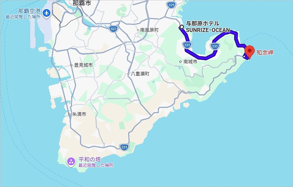 与那原 → 知念岬 MAP