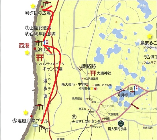 塩屋海岸　→　西港　MAP