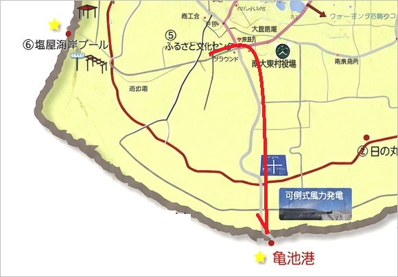 南大東島 亀池港 MAP