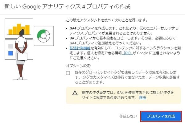 アナリティクス(UA)からGA4に切替え設定画面