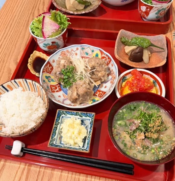 いろんなお皿に盛られた和風のランチ