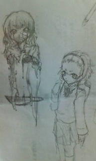 本日の落書き其の一：人形(壊)と女学生