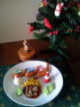 お子さまランチ家で作ったよ〜クリスマスバージョン。自分で食べまし