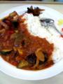 今日のお昼に松屋で食べた夏野菜トマトカレーです。旨し！