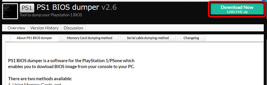PS1 BIOS dumper V2.6のダウンロード、解凍 PS1 BIOS dumper V2.6のダウンロード、解凍