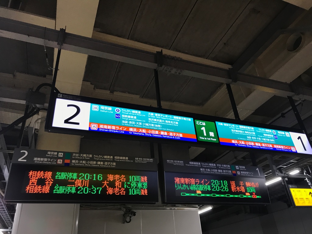 JR新宿駅1・2番線案内